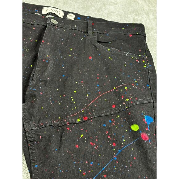 FWRD Denim Paint Splatter Distressed Jeans Mens Size 38 Black Cotton Inseam 32 - Picture 5 of 9